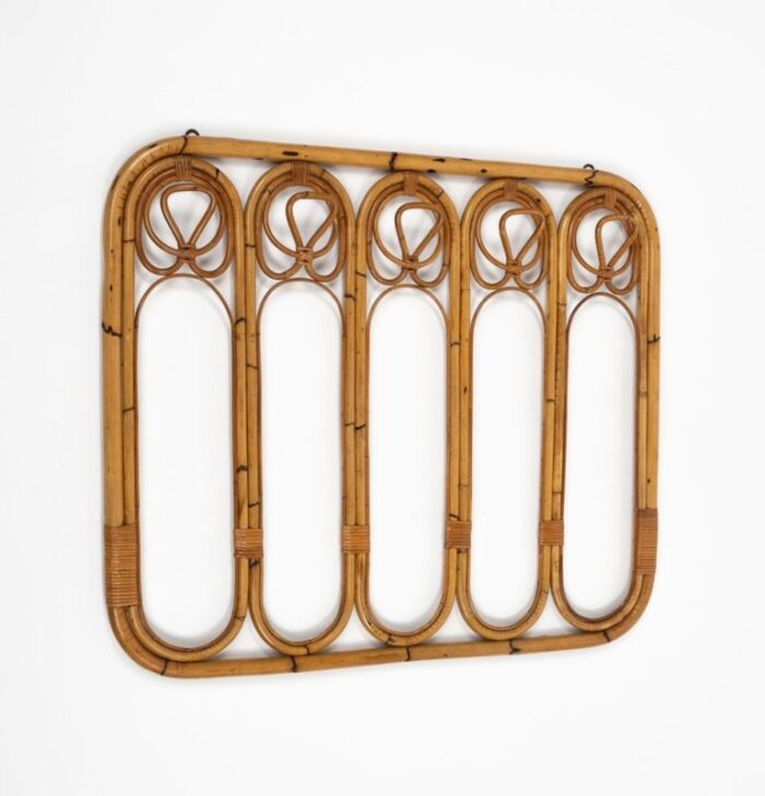 midcentury bamboo and rattan coat rack stand italy 1960s 8