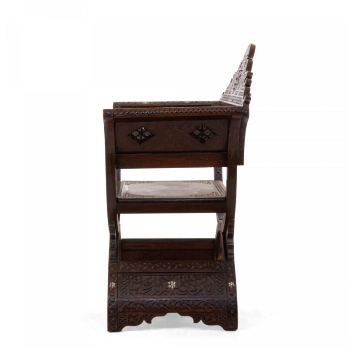 middle eastern moorish walnut savonarola armchair 0537