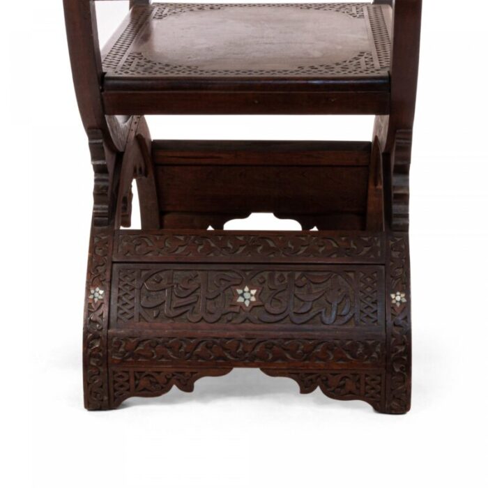 middle eastern moorish walnut savonarola armchair 6180