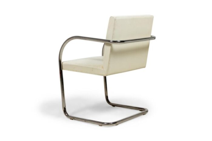 mies van der rohe for knoll mid century brno white leather and chrome tube armchairs a pair 6657