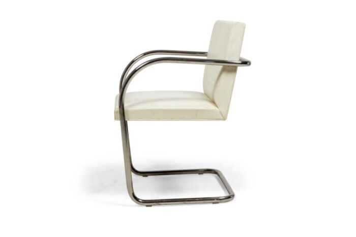 mies van der rohe for knoll mid century brno white leather and chrome tube armchairs a pair 8153