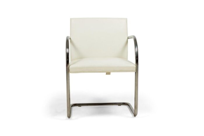 mies van der rohe for knoll mid century brno white leather and chrome tube armchairs a pair 9365