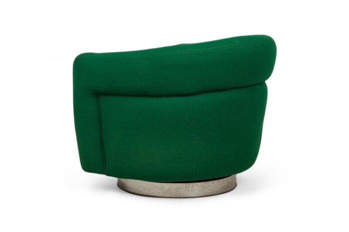 milo baughman american mid century emerald green upholstered swivel tilt tub armchairs a pair 1010