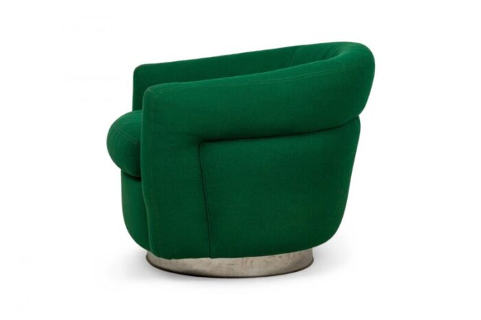 milo baughman american mid century emerald green upholstered swivel tilt tub armchairs a pair 3990