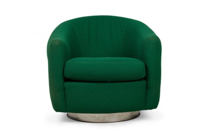 milo baughman american mid century emerald green upholstered swivel tilt tub armchairs a pair 9366