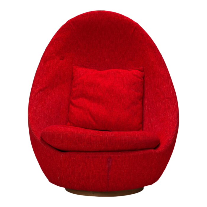 milo baughman american mid century red textured upholstered swivel egg chair 5245