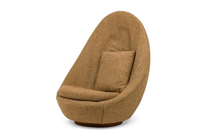 milo baughman for thayer coggin american mid century brown upholstered egg swivel lounge chair 3028