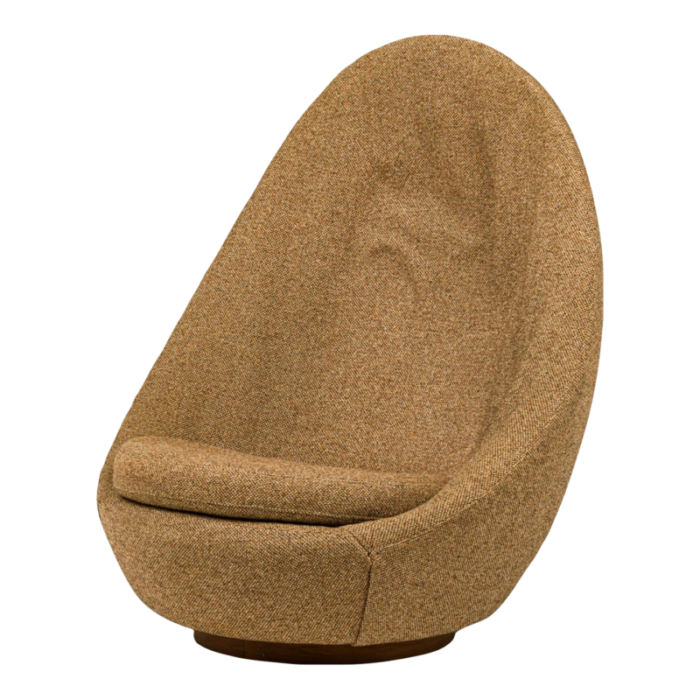 milo baughman for thayer coggin american mid century brown upholstered egg swivel lounge chair 7146