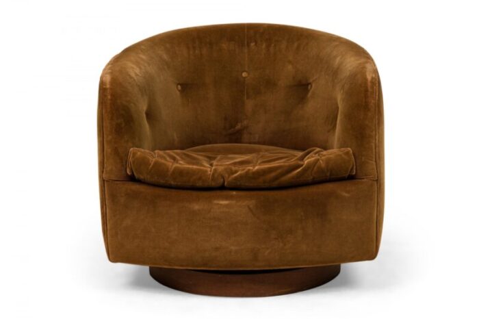 milo baughman for thayer coggin american mid century brown velour horseshoe lounge armchair 6098