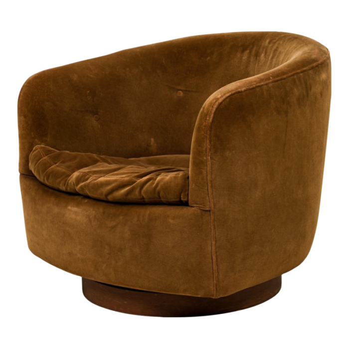 milo baughman for thayer coggin american mid century brown velour horseshoe lounge armchair 7339