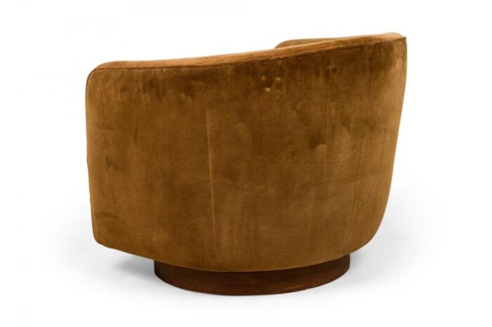 milo baughman for thayer coggin american mid century brown velour horseshoe lounge armchair 7471