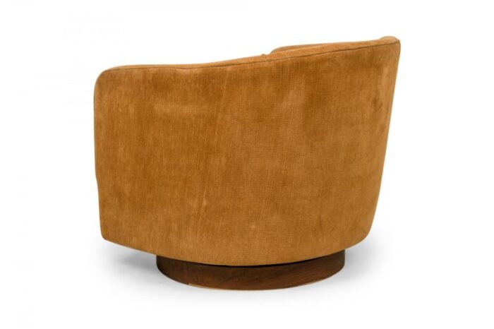 milo baughman for thayer coggin american mid century light brown velour horseshoe lounge armchair 0309