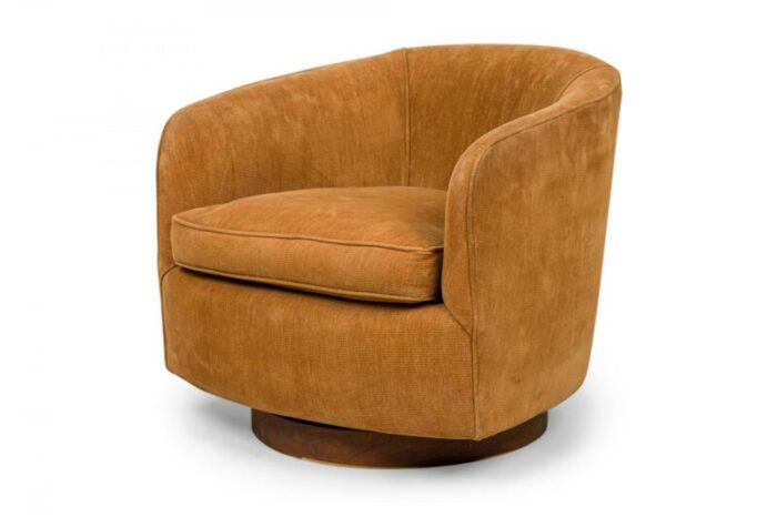 milo baughman for thayer coggin american mid century light brown velour horseshoe lounge armchair 7685