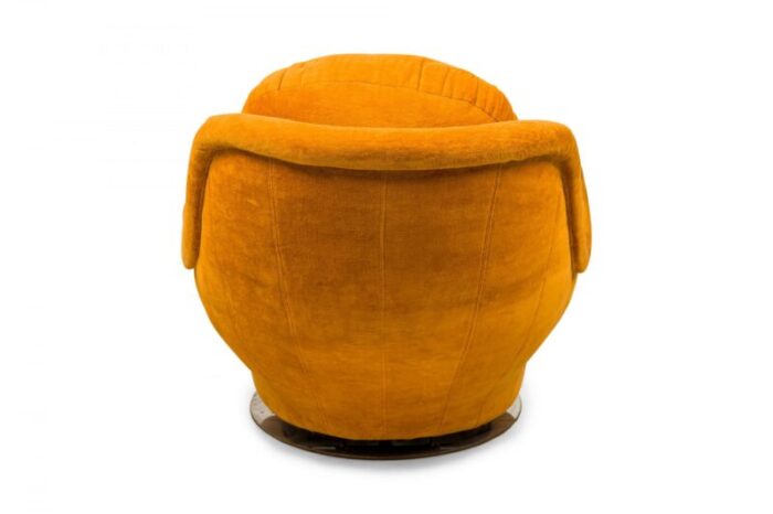 milo baughman for thayer coggin american mid century space age gold fabric swivel lounge armchair 1001