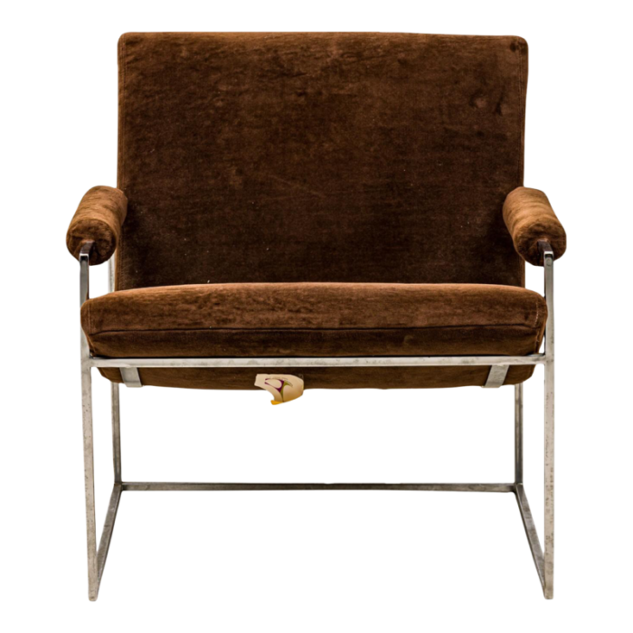 milo baughman for thayer coggin mid century american brown upholstered scoop lounge armchair 4044