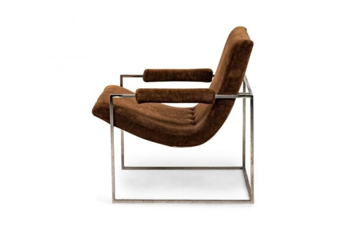 milo baughman for thayer coggin mid century american brown upholstered scoop lounge armchair 5167