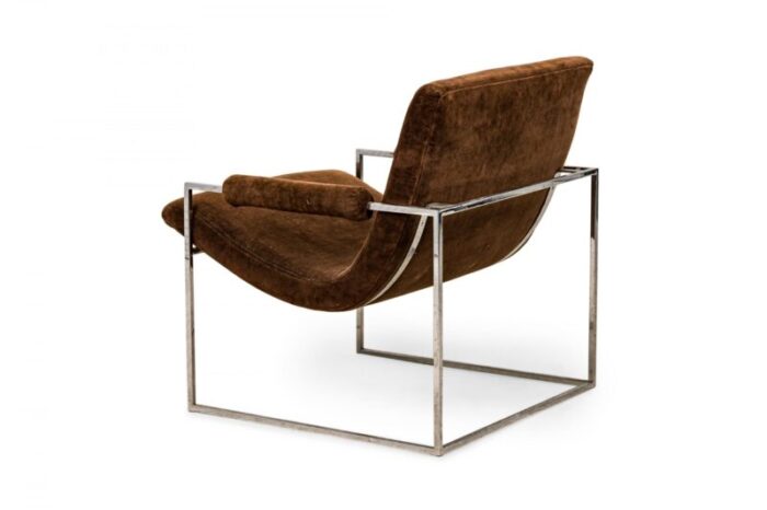 milo baughman for thayer coggin mid century american brown upholstered scoop lounge armchair 6907