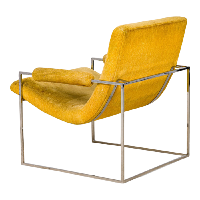 milo baughman for thayer coggin mid century american pale yellow upholstered scoop lounge armchair 7247