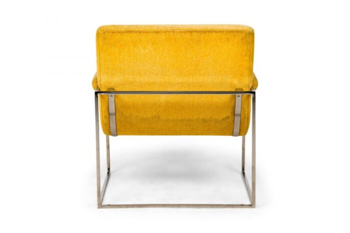 milo baughman for thayer coggin mid century american pale yellow upholstered scoop lounge armchair 7954