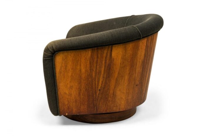 milo baughman for thayer coggin mid century black and rosewood wrapped horseshoe lounge armchair 3161