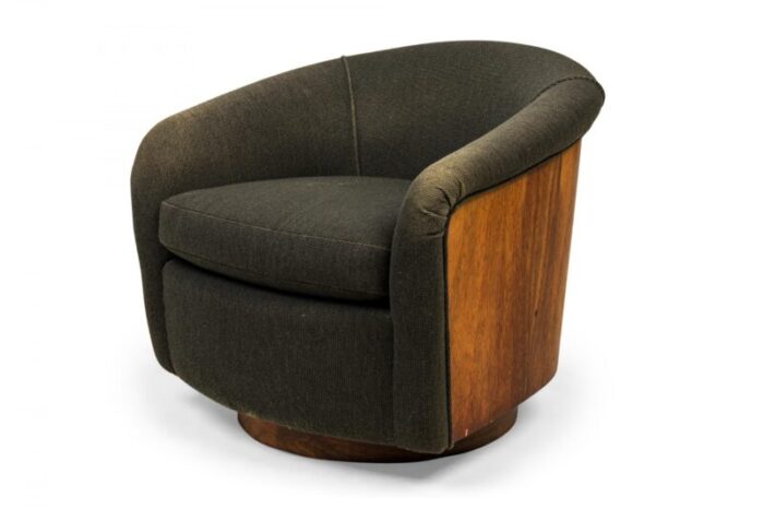 milo baughman for thayer coggin mid century black and rosewood wrapped horseshoe lounge armchair 9304