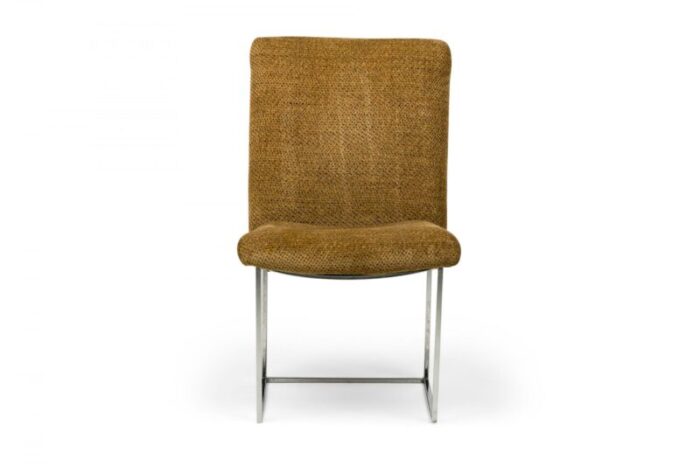 milo baughman for thayer coggin mid century brown woven fabric captain dining side chair 9313