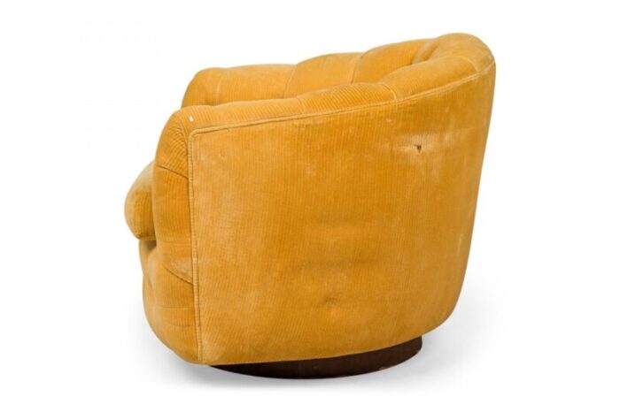 milo baughman for thayer coggin mid century yellow tufted velour horseshoe form lounge armchair 3385