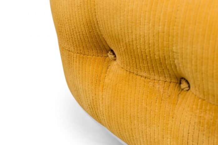 milo baughman for thayer coggin mid century yellow tufted velour horseshoe form lounge armchair 5643