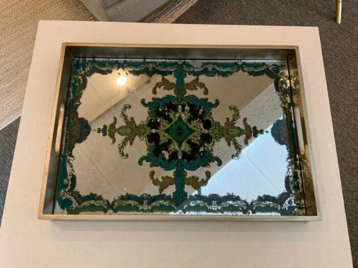 mirror decorative tray with gold exterior 2348