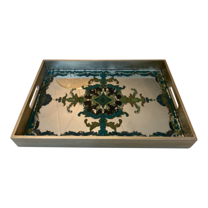 mirror decorative tray with gold exterior 2595