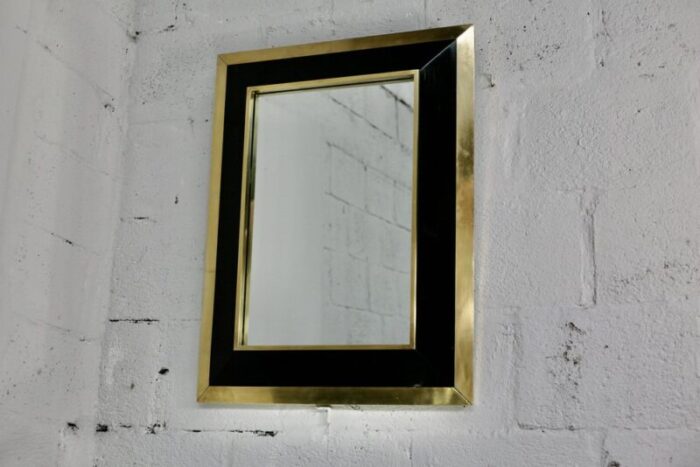 mirror in black lacquered wood and gilded metal by jean claude mahey 1970 3