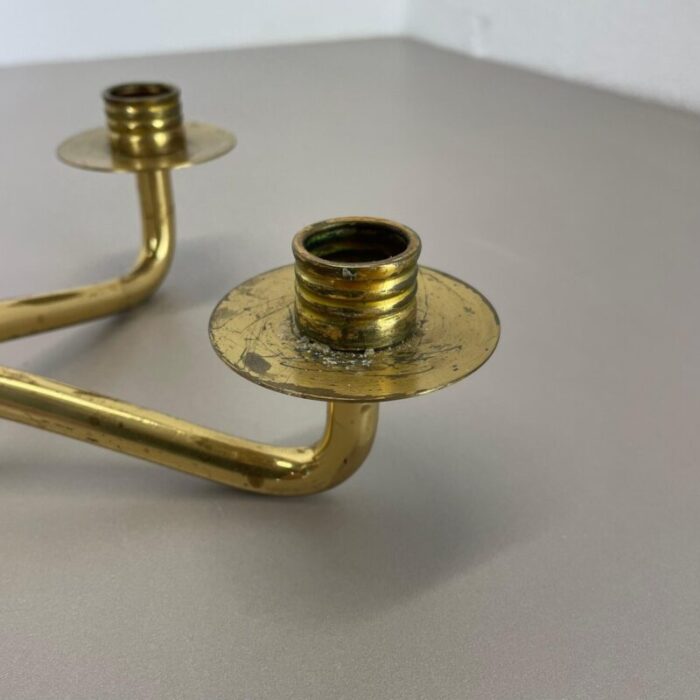 modern auboeck style brutalist brass and leather candleholder 1950s 13