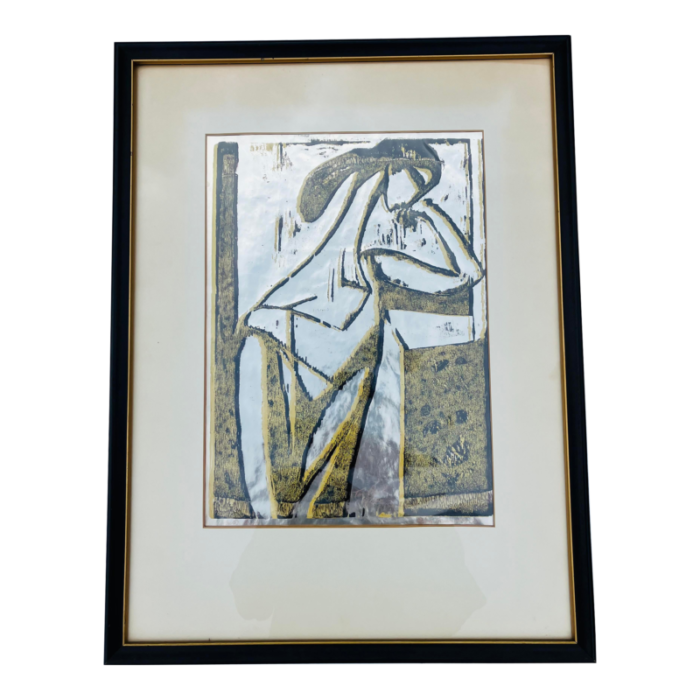 modernist female figure dated 1969 framed 4570