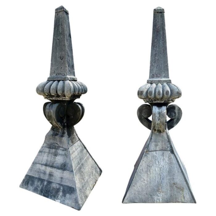 monumental lead obelisks finials 1840s set of 2 1