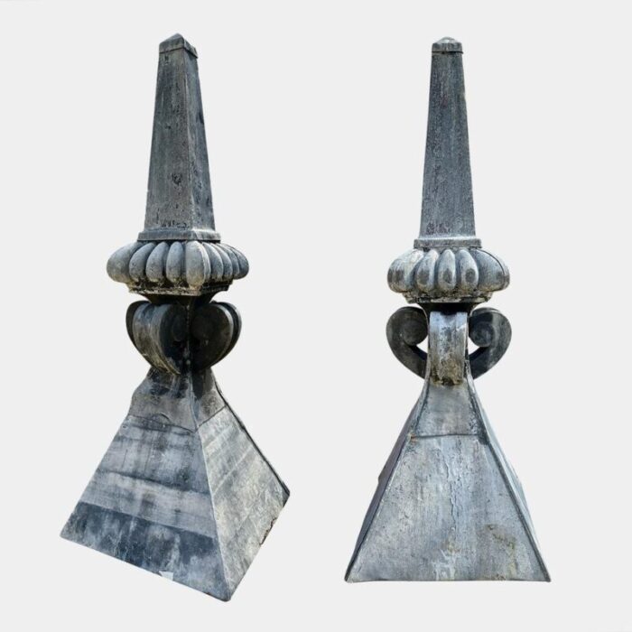 monumental lead obelisks finials 1840s set of 2 7