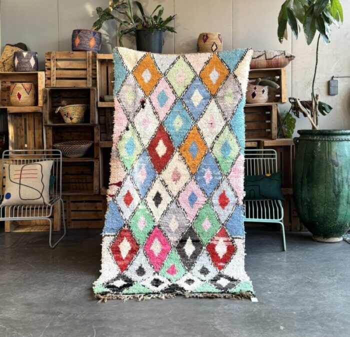 moroccan colorful cotton berber rug 1980s 2