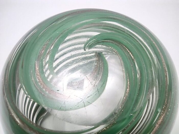 murano glass bowl or ashtray with green canes and aventurine glass by alfredo barbini italy 1950s 10