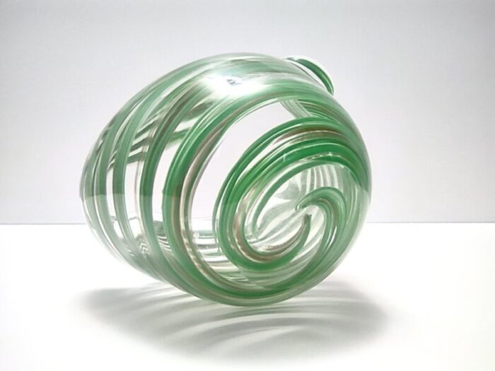 murano glass bowl or ashtray with green canes and aventurine glass by alfredo barbini italy 1950s 11