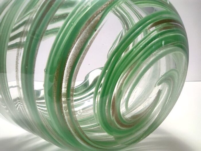 murano glass bowl or ashtray with green canes and aventurine glass by alfredo barbini italy 1950s 12