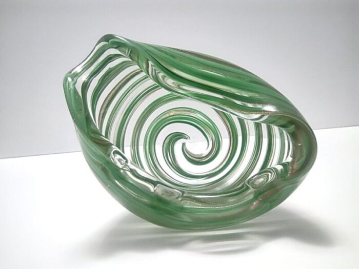 murano glass bowl or ashtray with green canes and aventurine glass by alfredo barbini italy 1950s 8