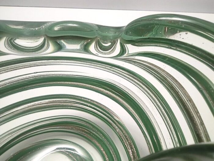 murano glass bowl or ashtray with green canes and aventurine glass by alfredo barbini italy 1950s 9