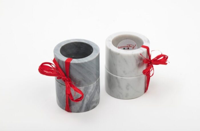 napkin rings in white carrara marble by fiammettav home collection set of 2 3