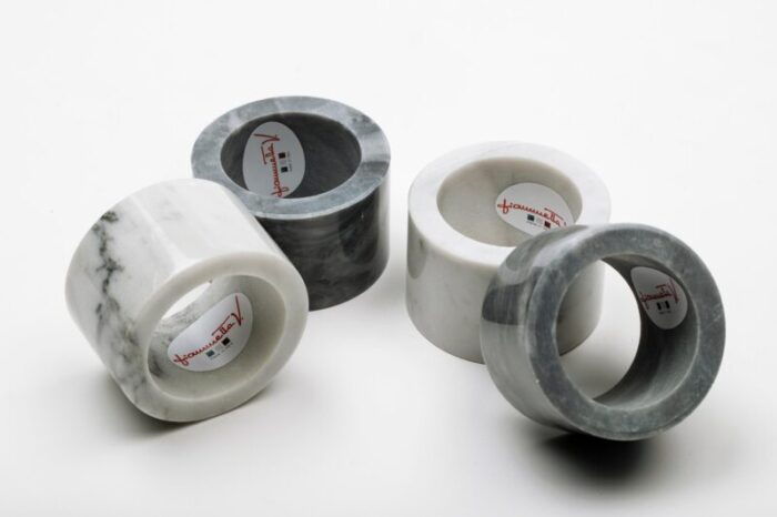 napkin rings in white carrara marble by fiammettav home collection set of 2 6