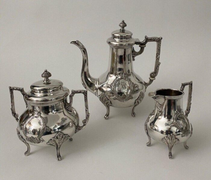 napoleon iii louis xv 3 piece silver plated coffee service 1