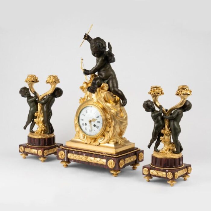 napoleon iii mantel clock 19th century set of 3 3