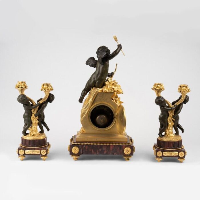 napoleon iii mantel clock 19th century set of 3 9