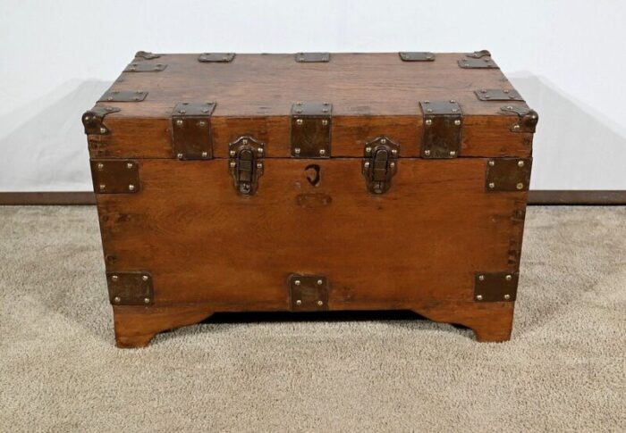 naval trunk in teak late 19th century 1