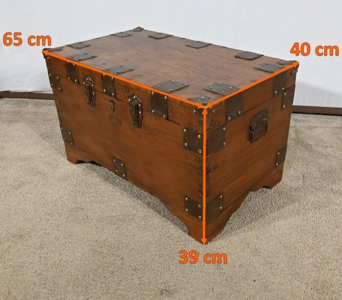 naval trunk in teak late 19th century 16