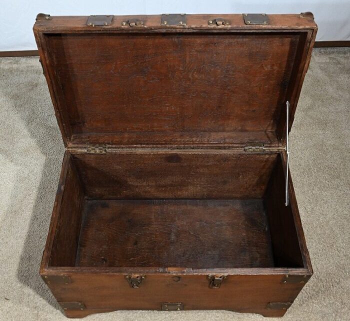 naval trunk in teak late 19th century 3