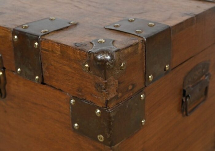 naval trunk in teak late 19th century 6